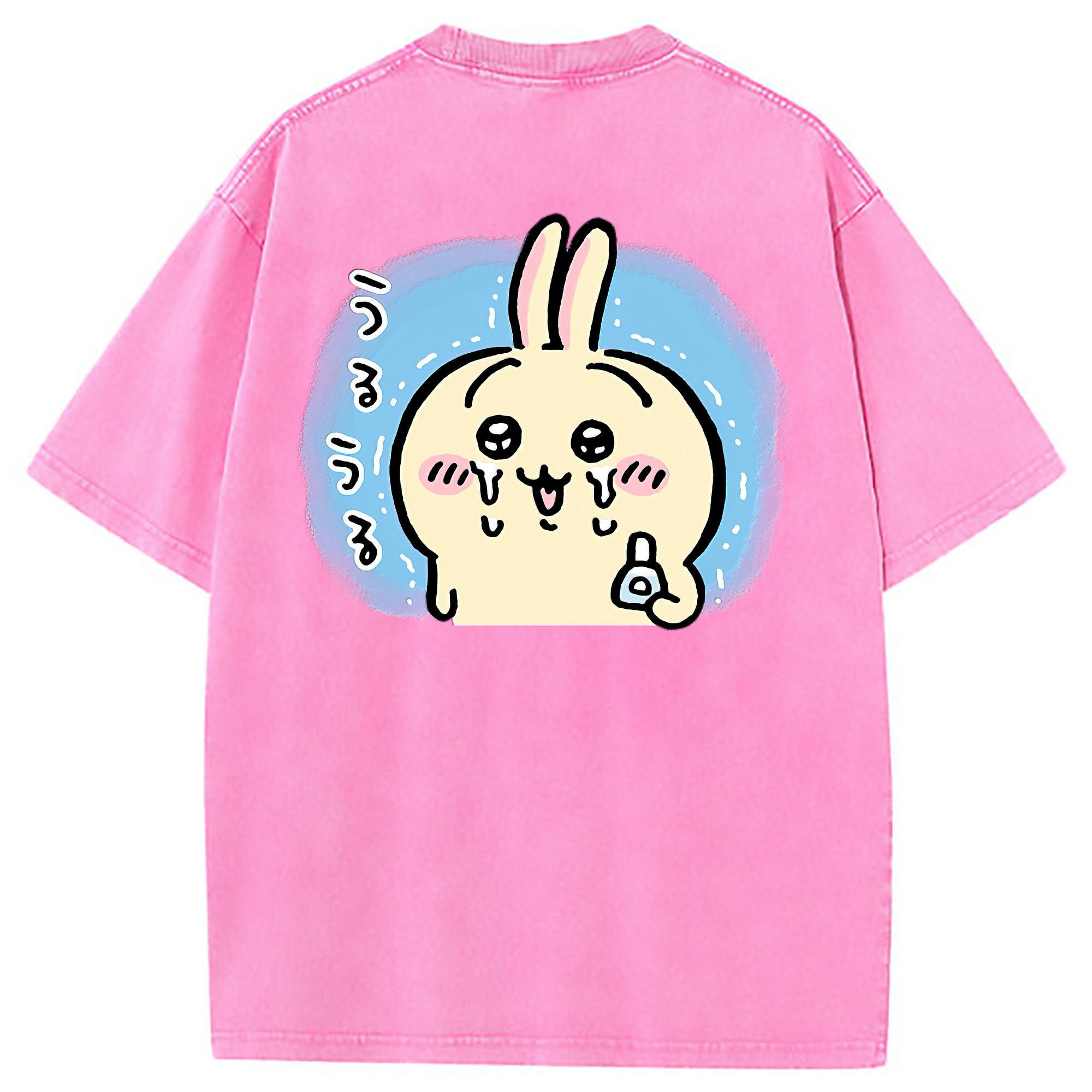 （画像用） ちいかわ うさぎ Chii-kawa usagi 綿100% ヴィンテージ風 半袖Tシャツ（背面プリント）